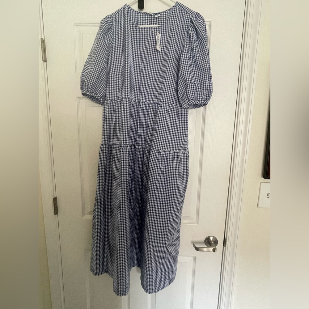 NWT Blue gingham maxi dress